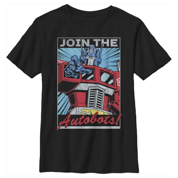 Boy's Transformers Optimus Prime Join the Autobots Graphic Tee Black Medium