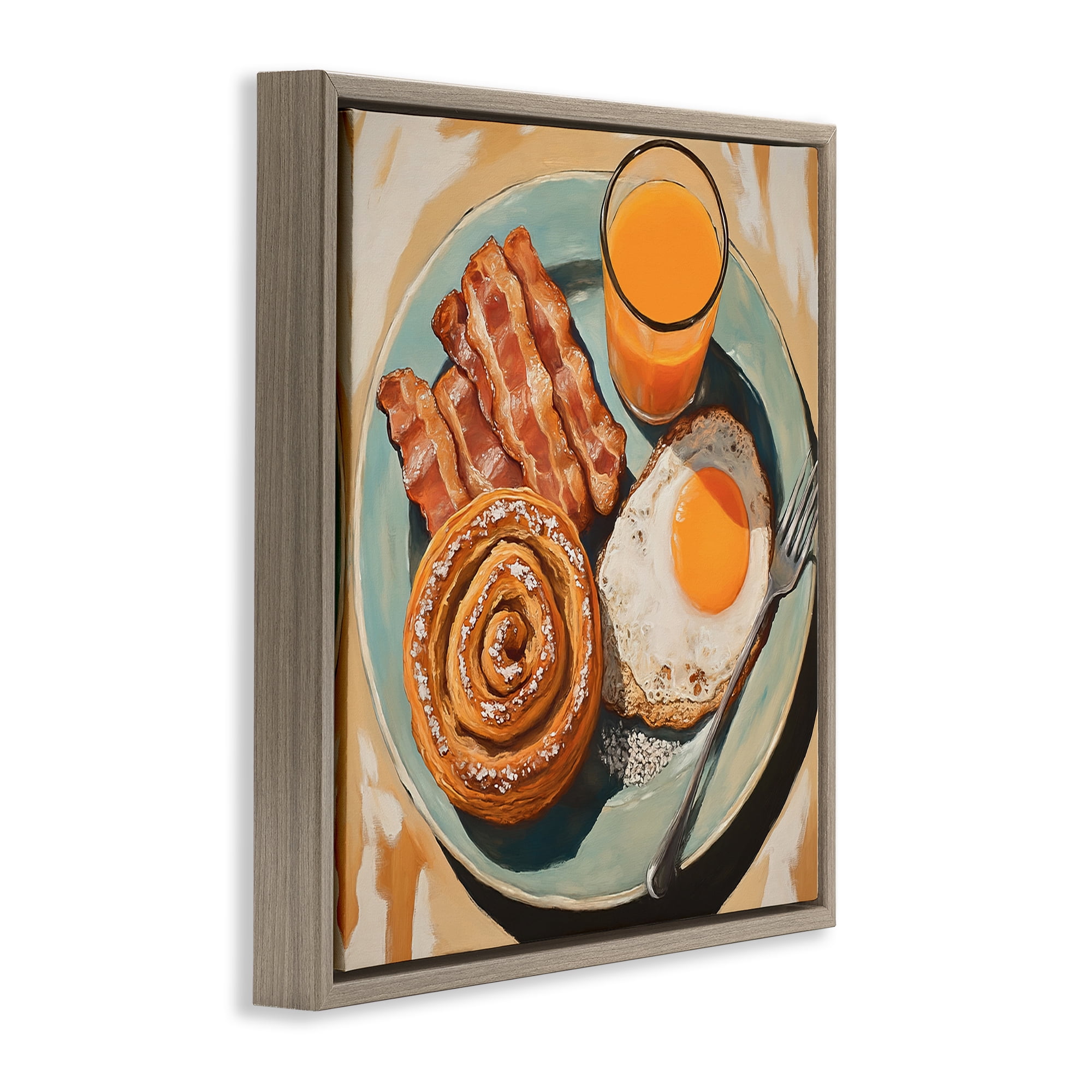 Stupell Industries Cinnamon Roll Breakfast Brown Framed Floater Canvas Wall Art, design by Tina LeCour