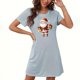 thumbnail image 1 of Camisón corto navideño para mujer, talla grande, cuello redondo, manga corta, estampado en el pecho, vestido de noche para mujer, 1 of 3