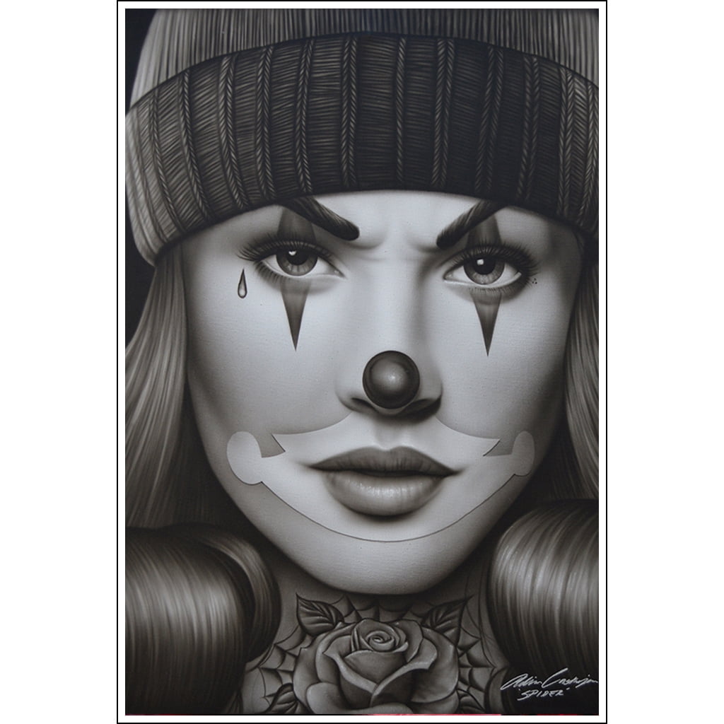 OG Payasa by Spider Gangster Girl Tattoo Clown Face Tattoo Art Print