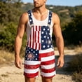 thumbnail image 2 of American Flag Overalls Men Shorts Loose Fit Festival Jumpsuits Patriotic Work Bibs Coveralls Casual Outdoor Summer Fourth of July Clothes, 2 of 5