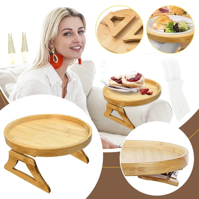 Ganfancp Sala de Estar Plegable Portátil Sofá Apoyabrazos Bandeja de Almacenamiento de Aperitivos Bandeja de Madera Suma Bandeja de Té Ofertas de La Semana 1X Bandeja de Almacenamiento