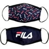 FILA Unisex 2-Pack Cotton Knit Print Logo Face and Mouth Covering Elastic Earloop Washable & Reusable All Over Print Logo - Navy