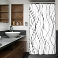 thumbnail image 4 of Small Stall Black and White Striped Shower Curtain Abstract Art Lines Modern Geometric Simple Minimalist Unique 36Wx72H Inch Neutral Fabric Decor Bathroom Polyester Waterproof 7 Pack Hooks, 4 of 6