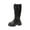 Black, variant on KEGIRLOM Women's Fashionable And Casual Winter Long Straight Boots Solid Color Round Toe Side Zipper Front Lace-Up Heel Low Heel Knee-High Boots Black 6.5