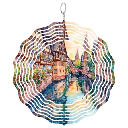 Strasbourg France 3D Wind Spinner Stainless Steel Kinetic Art Garden Decor Alsace Christmas City Gift