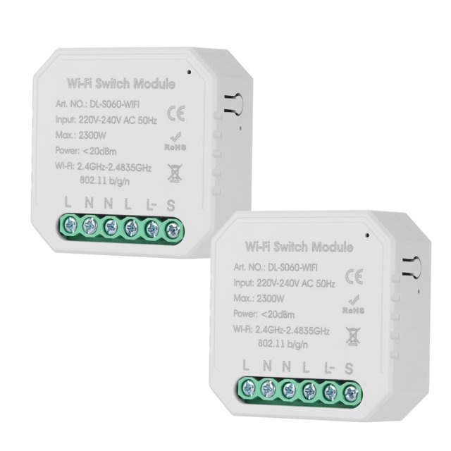 2PCS Tuya MINI DIY One Way Smart Switch Small Body APP Remote Control WiFi Switch Timer Light Switch Compatible With Google Home/Nest & Alexa