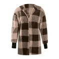 thumbnail image 5 of Lovskoo Women Plaid Fluffy Coat Fashion Winter Warm Coat Long Sleeve Oversized Jacket Outerwear Khaki, 5 of 8