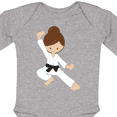 thumbnail image 4 of Inktastic Karate Girl, Cute Girl, Black Belt, Brown Hair Girls Long Sleeve Baby Bodysuit, 4 of 5