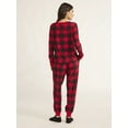 thumbnail image 3 of Joyspun Women's Velour Waffle Henley Sleep Top, Jogger Pants and Socks Pajama Set, 3-Piece, Sizes XS-3X, 3 of 6