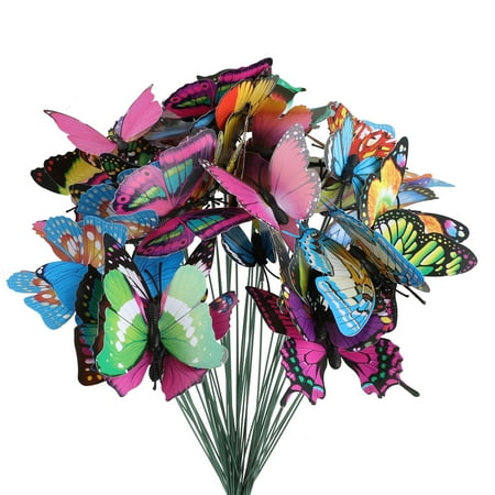 Decor Garden Stakes EEEKit 50 Pcs Garden Butterfly Stakes, Waterproof Butterflies Stakes 11.5inch Yard Garden Ornaments & Patio Decor Butterfly Party Supplies Yard Stakes Decorative for Outdoor Christmas Decorations ()