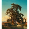 thumbnail image 2 of Oswald Achenbach 20x22 Gold Ornate Framed and Double Matted Museum Art Print Titled - A Majestic Tree in the Evening Light, 2 of 4