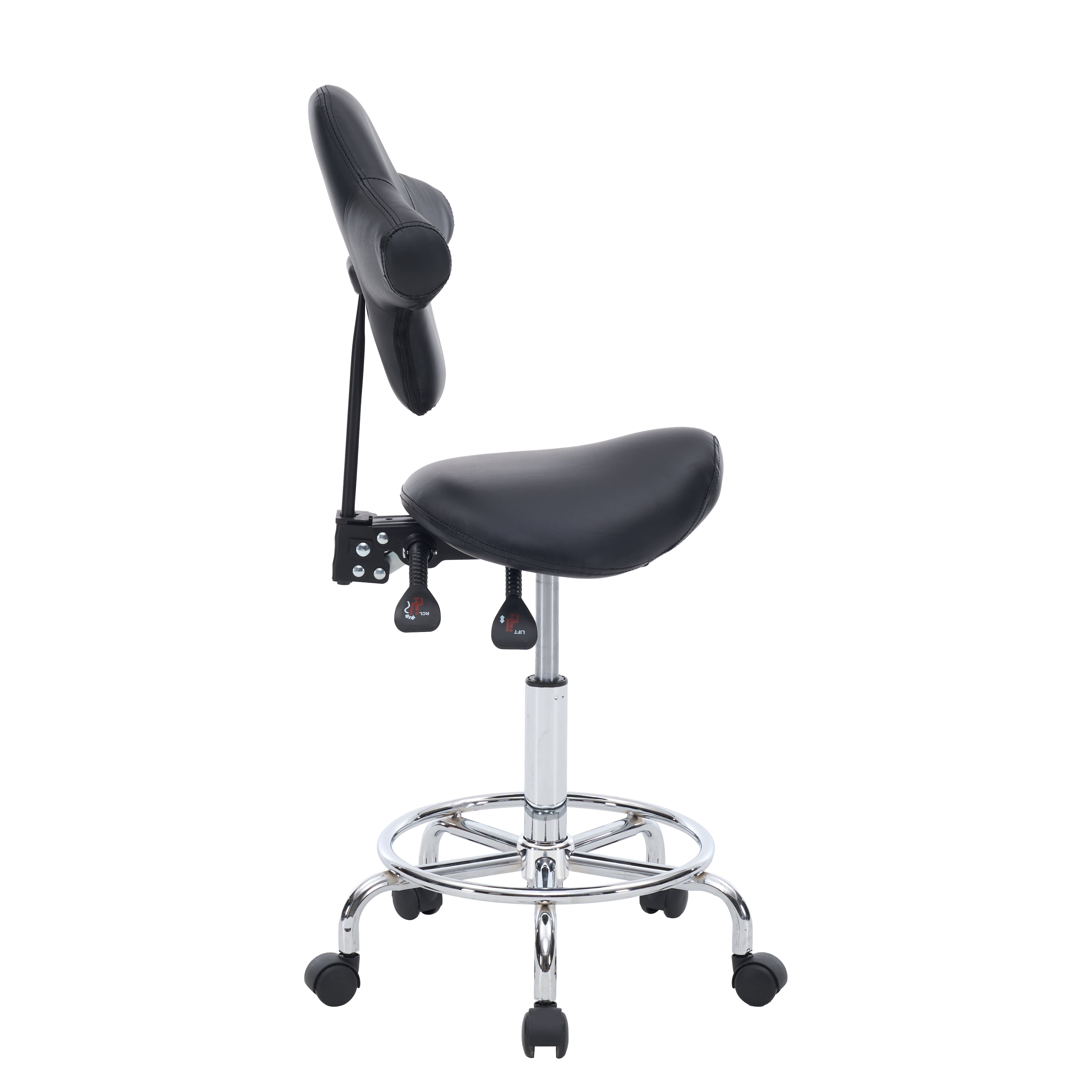 Saddle Stool Chair with Wheels,Ergonomic Swivel Rolling Height Adjustable for Salon Beauty Clinic Dentist Tattoo Home Office(Black)