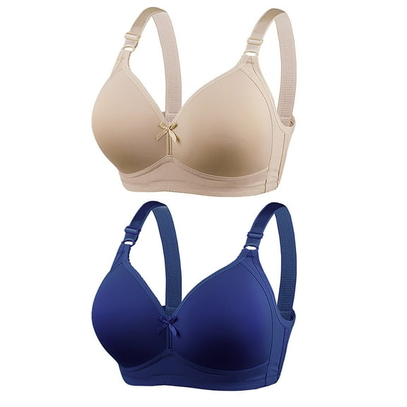 ylioge Plus Size Womens Bras 2 Pack 42-52 Wireless Push Up Underwear Bra Ladies Multipack Breathable Full Coverage Support Lifting Bralettes
