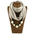 thumbnail image 1 of BESTYO Womens Fashion Neckerchief Ring Scarf Necklaces Beads Solid Color Jewelry Shawl, 1 of 17