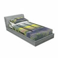 thumbnail image 3 of Ambesonne Floral Fitted Sheet & Pillow Sham Set, Bluebells Forest Rural, Full, Purple Yellow Green, 3 of 3