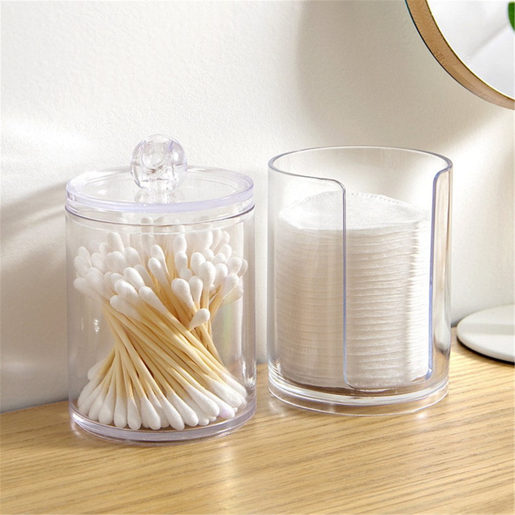 Plastic Cotton Swab Ball Pad Holder, Qtip Jar Clear Makeup Organizer