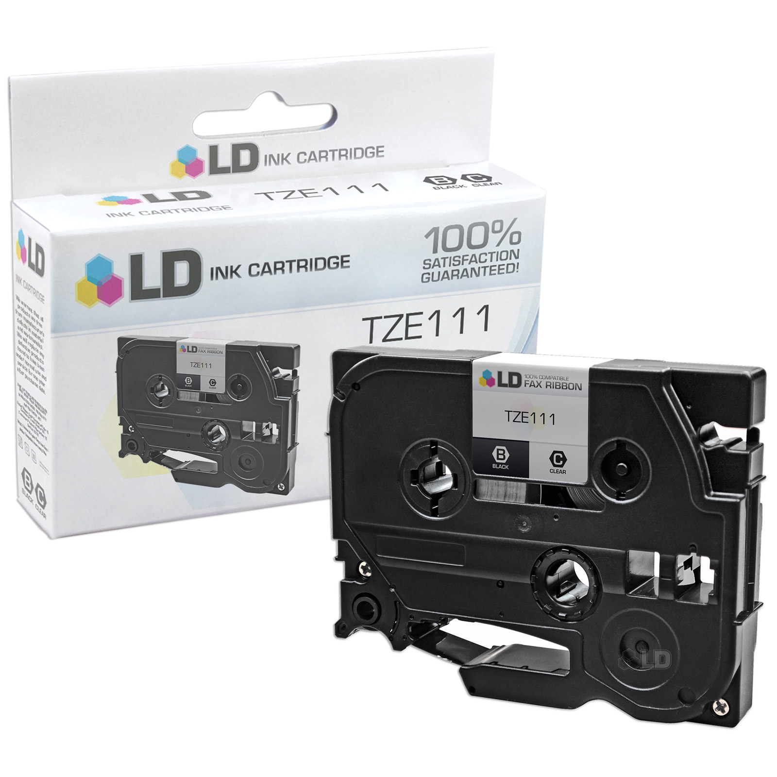 LD Compatible Laminated Label Tape Replacement for Brother TZe111 0.23 in x 26.2 ft (Black on Clear) - image 1 of 2