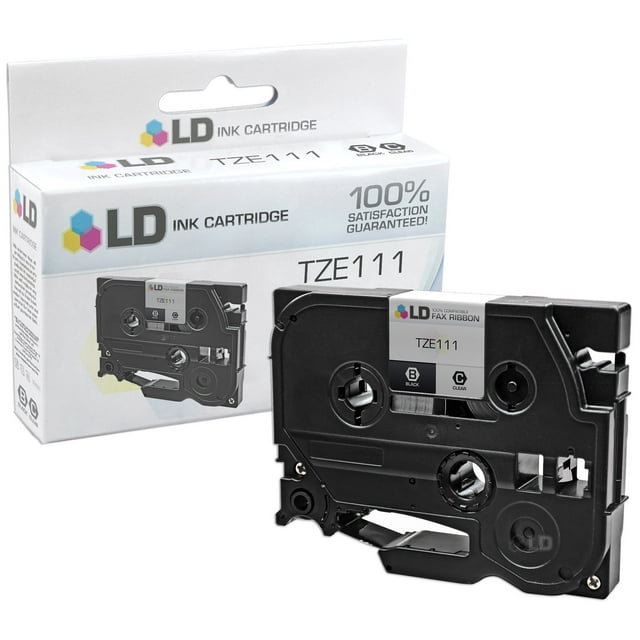 LD Compatible Laminated Label Tape Replacement for Brother TZe111 0.23 in x 26.2 ft (Black on Clear)