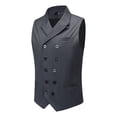 thumbnail image 2 of AZoiNM Men's Slim Fit Double Breasted Vest Notch Lapel Business Casual Polyester Rayon, 2 of 9