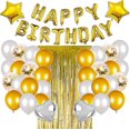 thumbnail image 1 of Juego de decoraciones para fiestas de cumpleaños LANNMXG con pancartas globos confeti dorados, 1 of 3