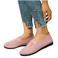 thumbnail image 4 of FRSASU Women's Flat Shoes solid color round head fly woven breathable low top shallow mouth Casual office Work Wedding Comfort Soft shoes Pink, 4 of 7