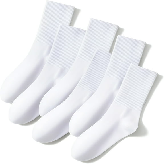 TELOLY White Socks for Women Crew Soft Cotton Thin Casual Calf Socks 6 Pairs