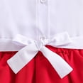 thumbnail image 7 of LYHaoo Girls Two Piece Outfit Floral Lace Sleeve Blouse With Bow Tie Red Pleated Skirt For，Girls Casual Dresses Sizes 3-4 Years White, 7 of 7