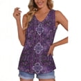 thumbnail image 2 of Lkhaha Women's Paisley Print V Neck Tank Tops Vintage Casual Sleeveless Blouse Purple L, 2 of 4