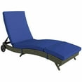 thumbnail image 2 of Spaco Outdoor PE Rattan Chaise Lounge Chair, Sun Lounger with Adjustable Backrest & 2 Wheels, Comfortable Patio Furniture for Garden, Poolside, Balcony, Dark Blue, 2 of 11