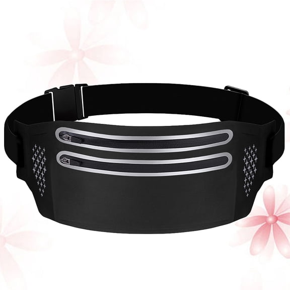 DEEPCRAFF Black Waist Bag with Double Zippers Pocket for Outdoor Sports and Running