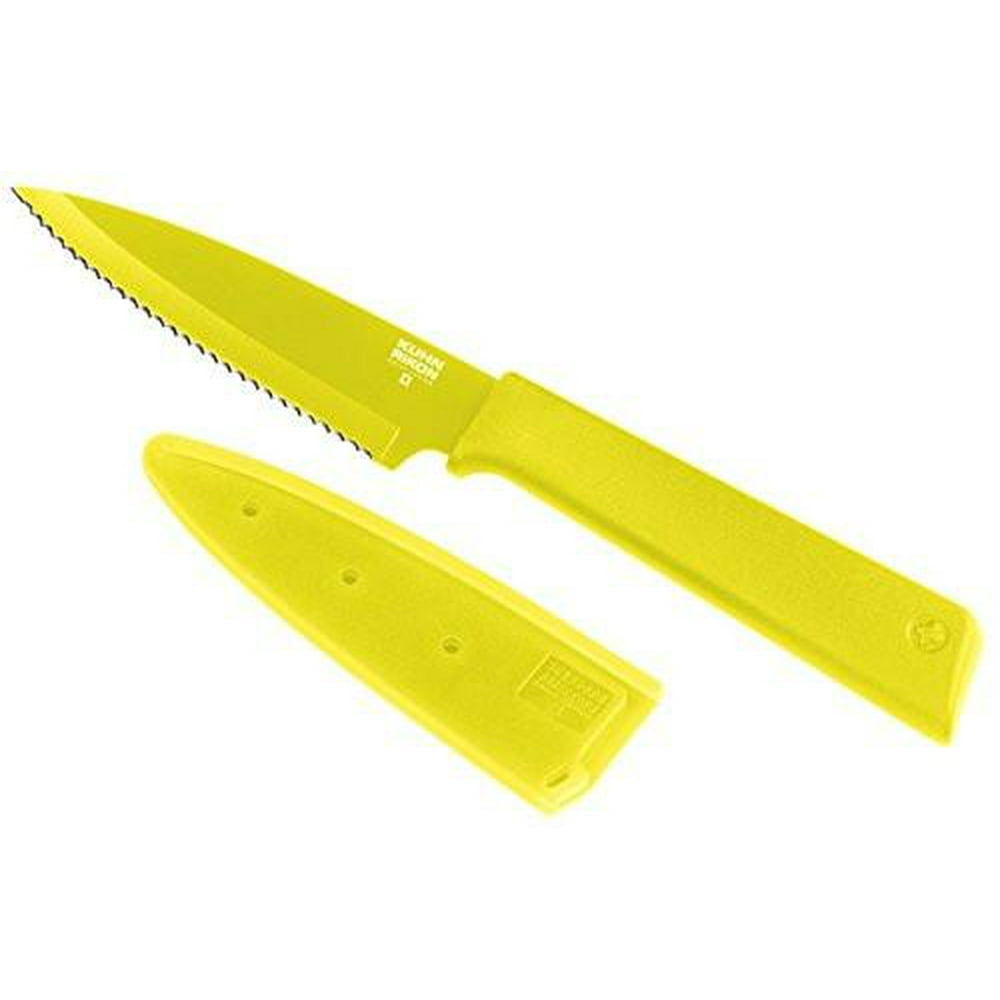 Kuhn Rikon Colori+ Serrated Paring Knife 4 inch , Yellow