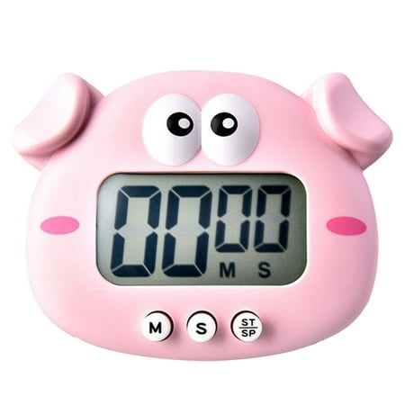 

1Pc Cartoon Pig Eletronic Timer Alarm Clock Timekeeper Time Manager for Study Work Baking Without Battery (Pink)