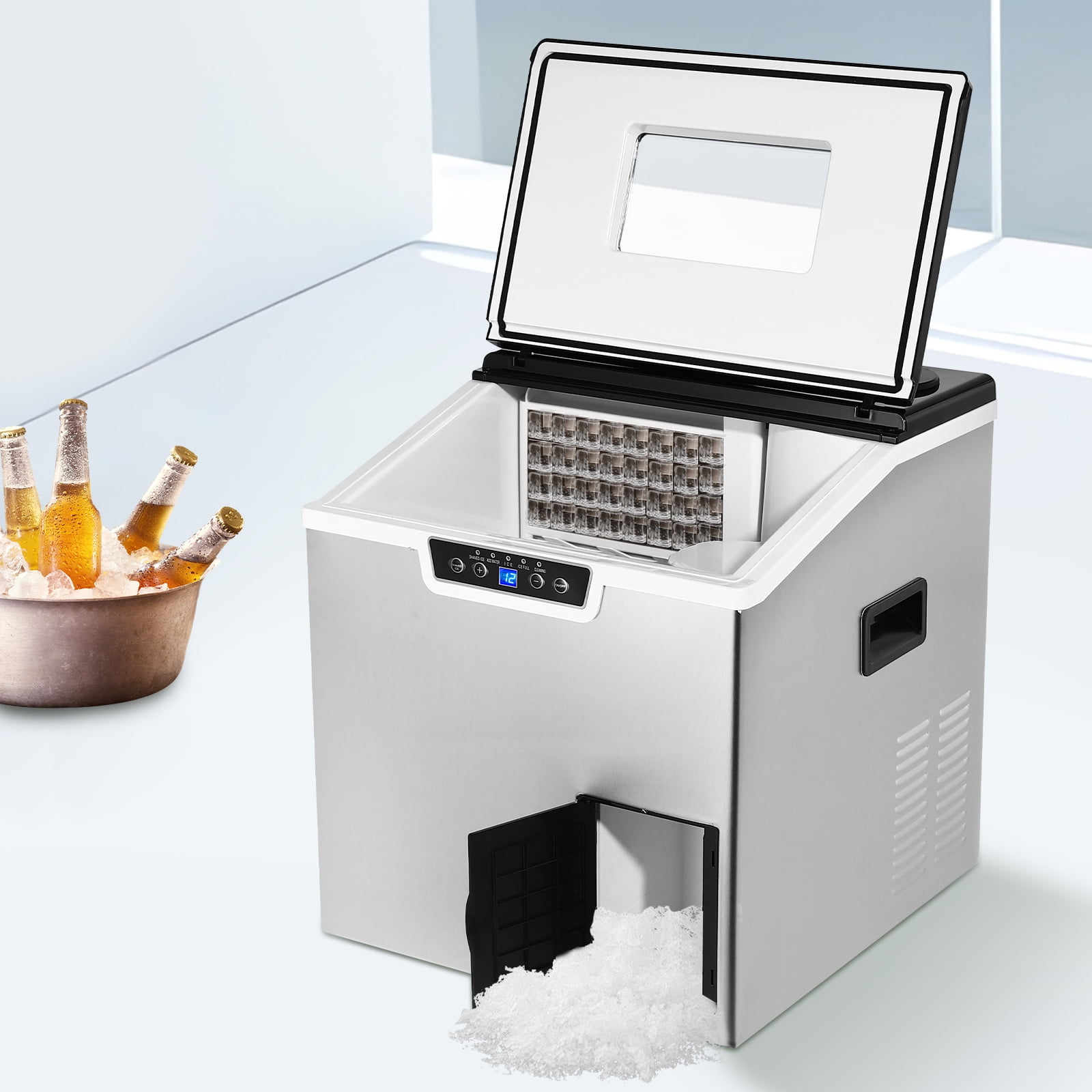 Corded Electric Ice Cube Maker, Tabletop Ice Maker, Crushed Ice and Ice Cube Maker ZBS-20 with LCD Display