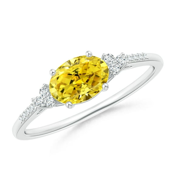 ANGARA Horizontally Set Lab Grown Yellow Diamond Ring for Women in 925 Sterling Silver (Size-7x5mm| Clarity-VS) | April Birthstone, Anniversary, Jewelry Gift for Women | Lab-Grown Yellow Diamond Ring