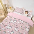 thumbnail image 2 of Metsweet Magical Floral Unicorn Duvet Cover Queen, Cartoon Rainbow Horse Queen Bedding,Pink Reversible,3-Piece,1 Duvet Cover and 2 Pillowcases, 2 of 6