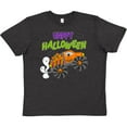 thumbnail image 3 of Inktastic Happy Halloween-monster truck with pumpkins, bats, cat,and ghost Youth T-Shirt, 3 of 5