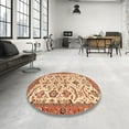 thumbnail image 4 of Ahgly Company Machine Washable Indoor Round Abstract Yellow Area Rugs, 4' Round, 4 of 7