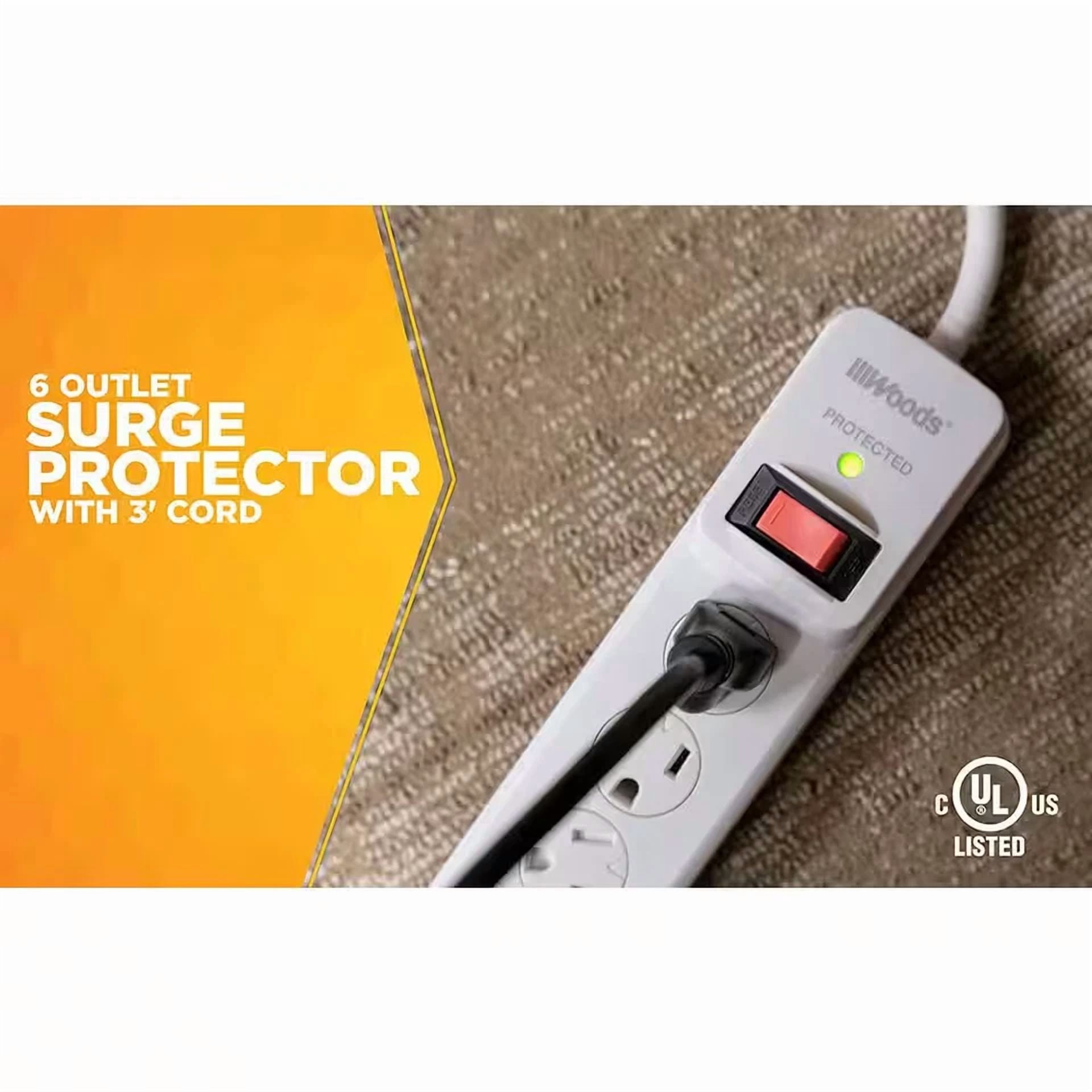 CRESTIN- Electronics 6-Outlet 750-Joule Surge Protector With Sliding Safety Covers 3 Ft.