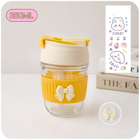 

Livesture Niche Portable Children s Cute Glass Water Cup Coffee cup 350ml