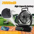 thumbnail image 2 of KANCOKIT Portable Camping Tent Fan with LED Light, 20000mAh Rechargeable Camping Lantern Fan USB Desk Fan Remote Control for Indoor Outdoor, Black, 2 of 8