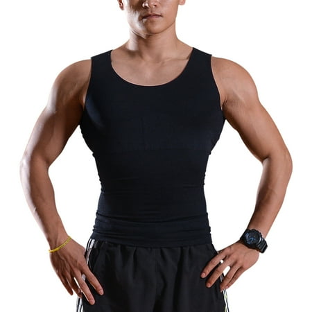 Image hommes Body Shaper Gilets minceur Tummy taille compression shirt Taille L Noir amincissants