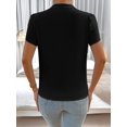 thumbnail image 2 of Blusa Negra De Mujer Con Cuello V Y Manga Corta Fruncida, 2 of 30