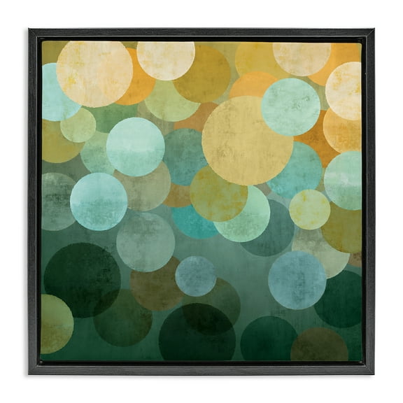 Stupell Industries Round Layered Circles Abstract Painting Black Floater Framed Canvas Art Print Wall Art, 18 x 18