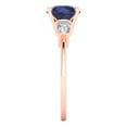 thumbnail image 3 of 2 ct Round Cut Simulated Blue Sapphire 3 Stone 18K Rose Gold Womens Engagement Ring, 3 of 5