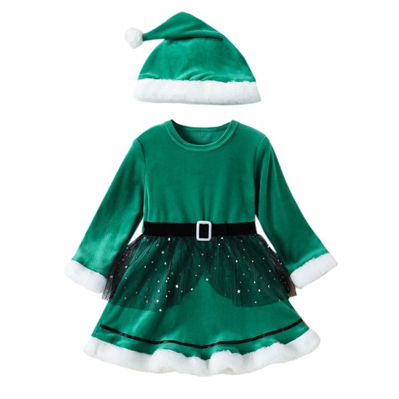 KVPLBQFD Kid Christmas Dress Baby Christmas Dresses 0-3 Months Toddler Girls Dresses Girls Christmas Outfits Size 7/8 Valentines Day Outfit Baby Girl, Green 4-5 Years