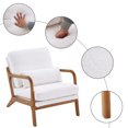 thumbnail image 3 of 31.49"Modern Wooden Accent Chair, Retro Upholstered Armchair with Solid Wood Frame and Padded Cushion Comfy Side Chair Single Linen Lounge Chair for Living Room,Bedroom,White, 3 of 9