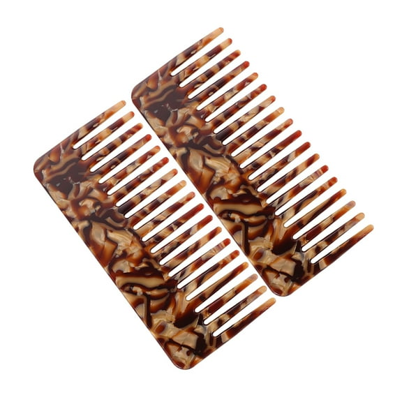 OATIPHO 2Pcs Large Tooth Detangler Comb Set for Wet Hair in Coffee Acetate Material