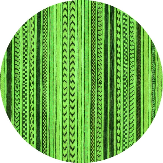 Ahgly Company Indoor Round Abstract Green Modern Area Rugs, 3' Round