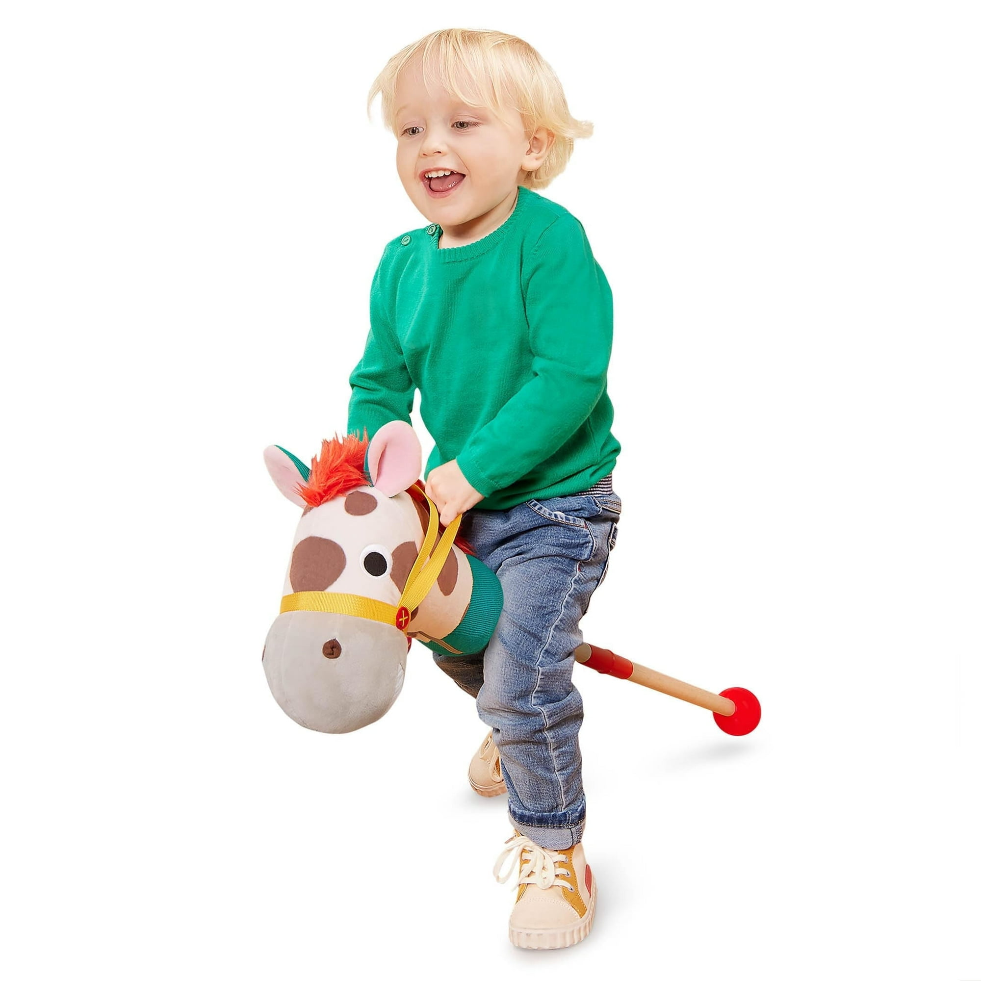 Battat Classic Hobby Horse Plush Stick Horse Wooden Pole & Sensory Textures Realistic Sounds 2 Years + Pony Pal